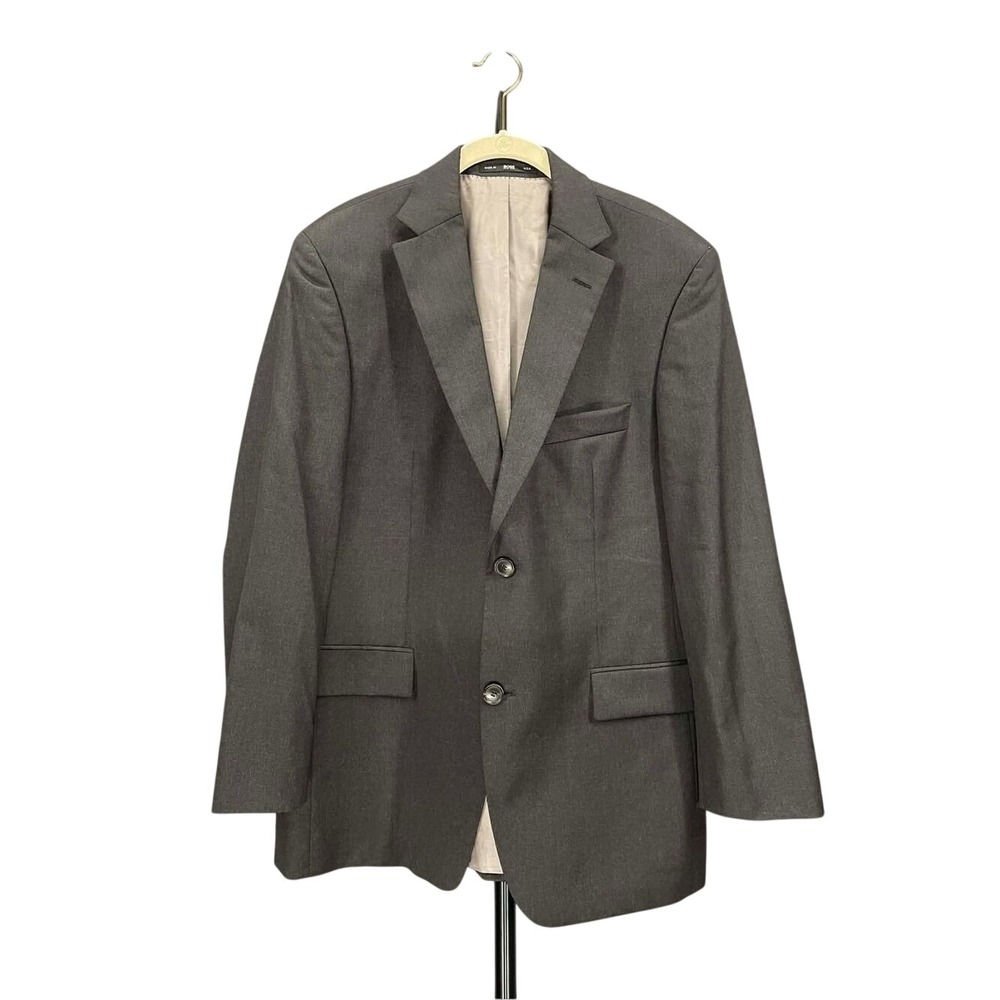 BOSS Hugo Boss Gray Wool Blazer 44R Modern Minimalist Corporate Chic Sport Coat